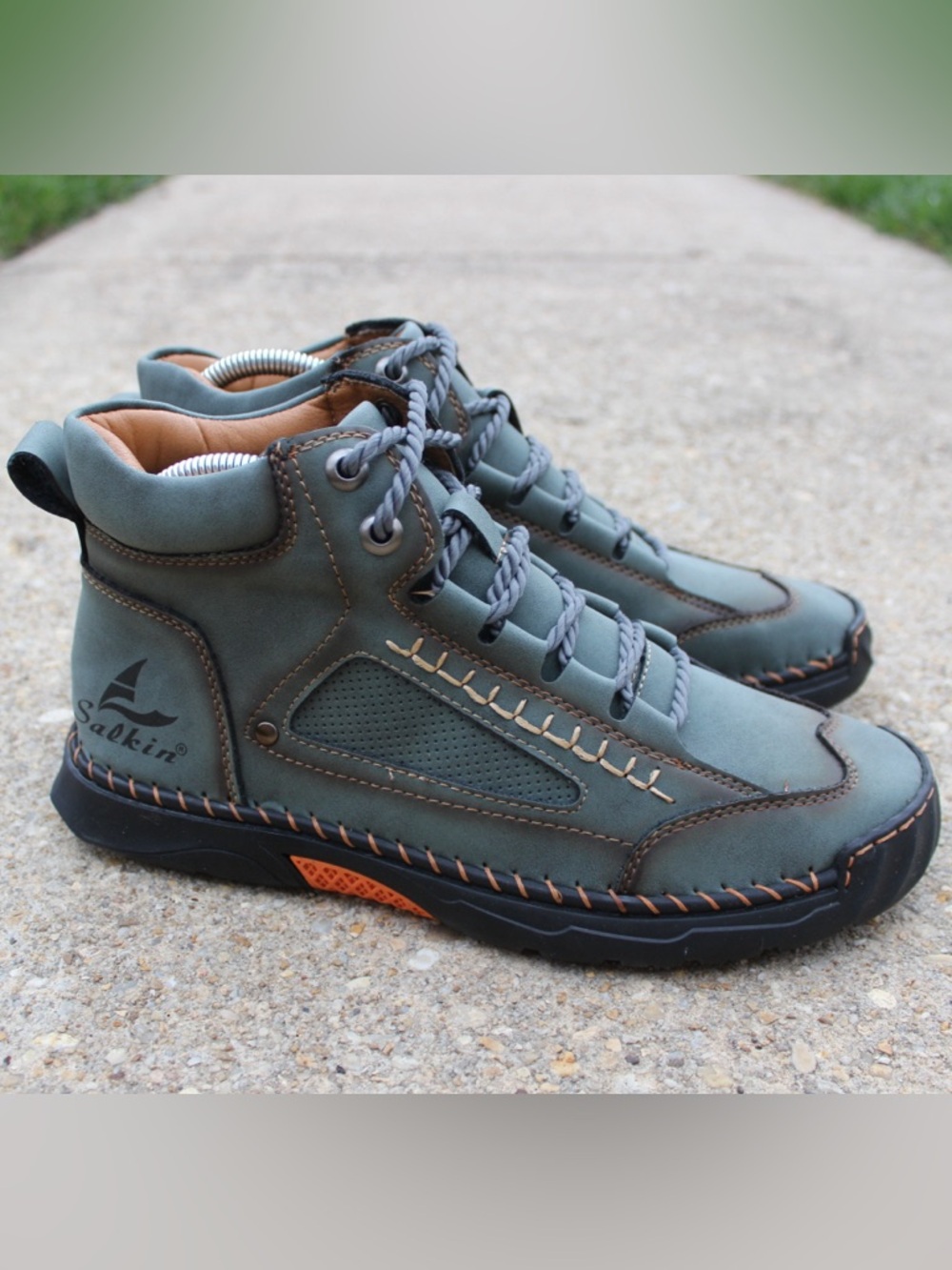 Salkin Men's Waterproof Leather Hiking Boots Blue/Green Sz 41 (8 US)